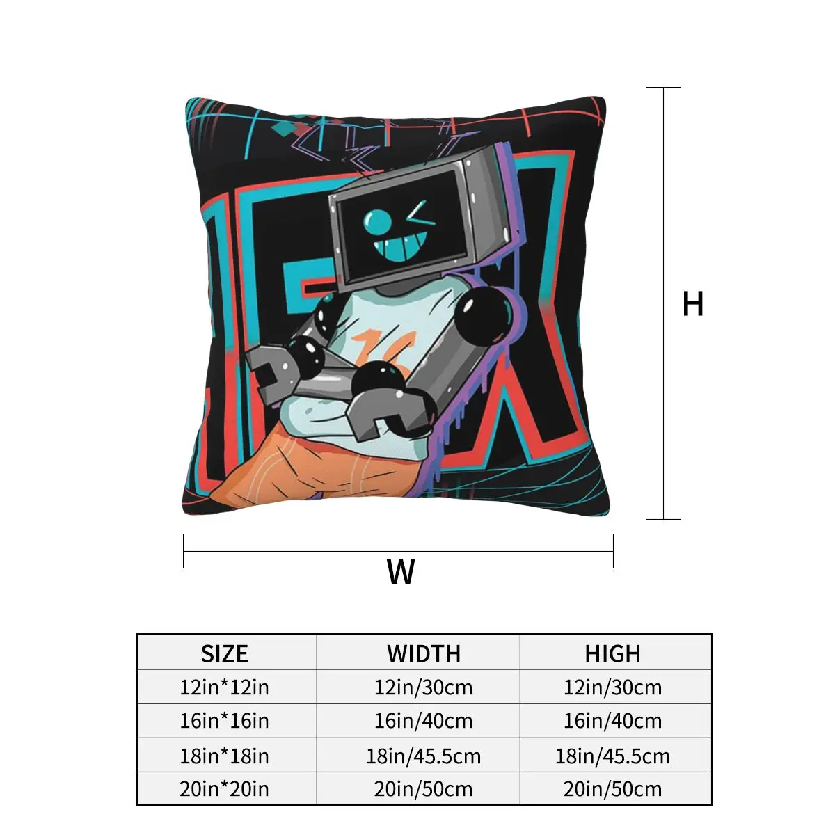 Fnf Hex Neon Artwork Square Pillowcase Pillow Cover Cushion Decor Comfort Throw Pillow for Home Bedroom