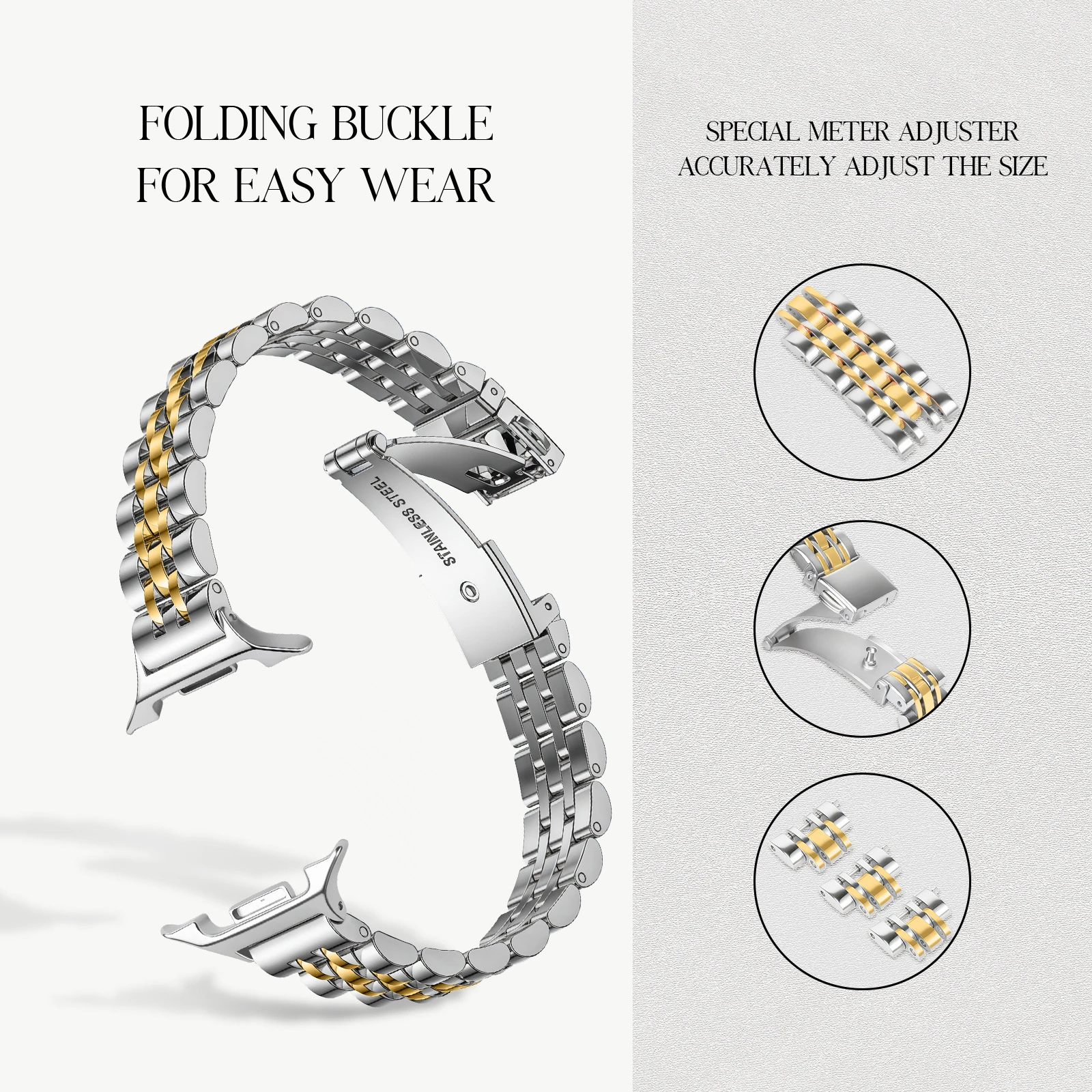 Edelstahlarmbänder für Samsung Galaxy Watch 9 8 40/44 mm, schlanke Metallarmbänder, Correa Galaxy Watch 8 Classic 46 mm Uhrenarmband – Detail 19