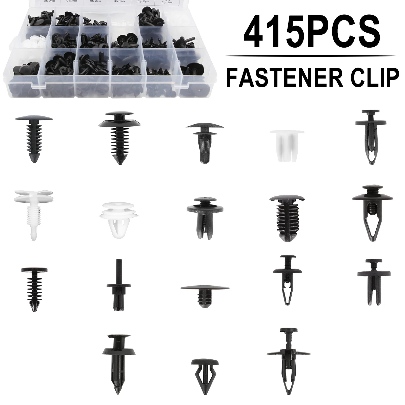 

415Pcs Trim Panel Retainer Fastener Kit Auto Plastic Clip Car Body Push Pin Rivet Bumper Door Clips for Tesla Audi Peugeot Ford