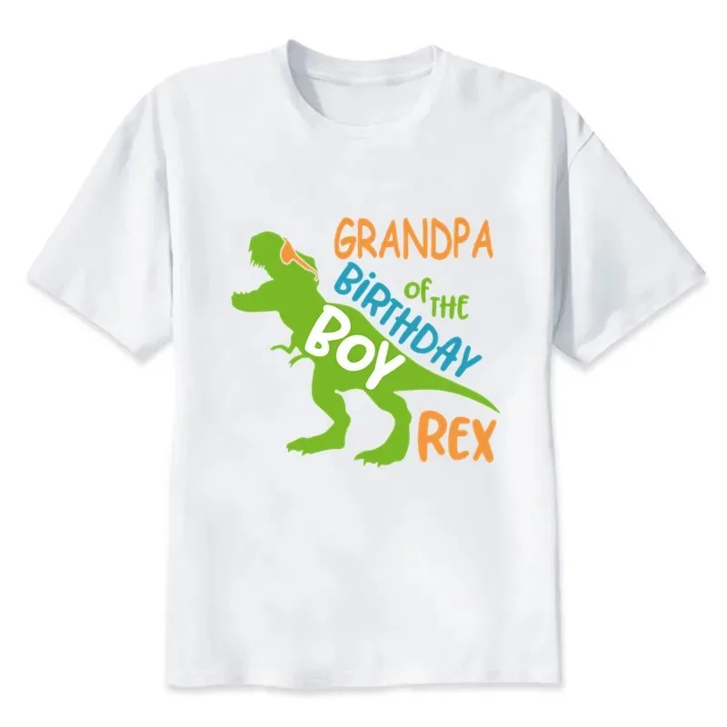 Matching Family Outfits For Birthday Boy Dinosaur Rex Theme Party Family Look T-shirt Kids Clothes Father Mother Daughter Son