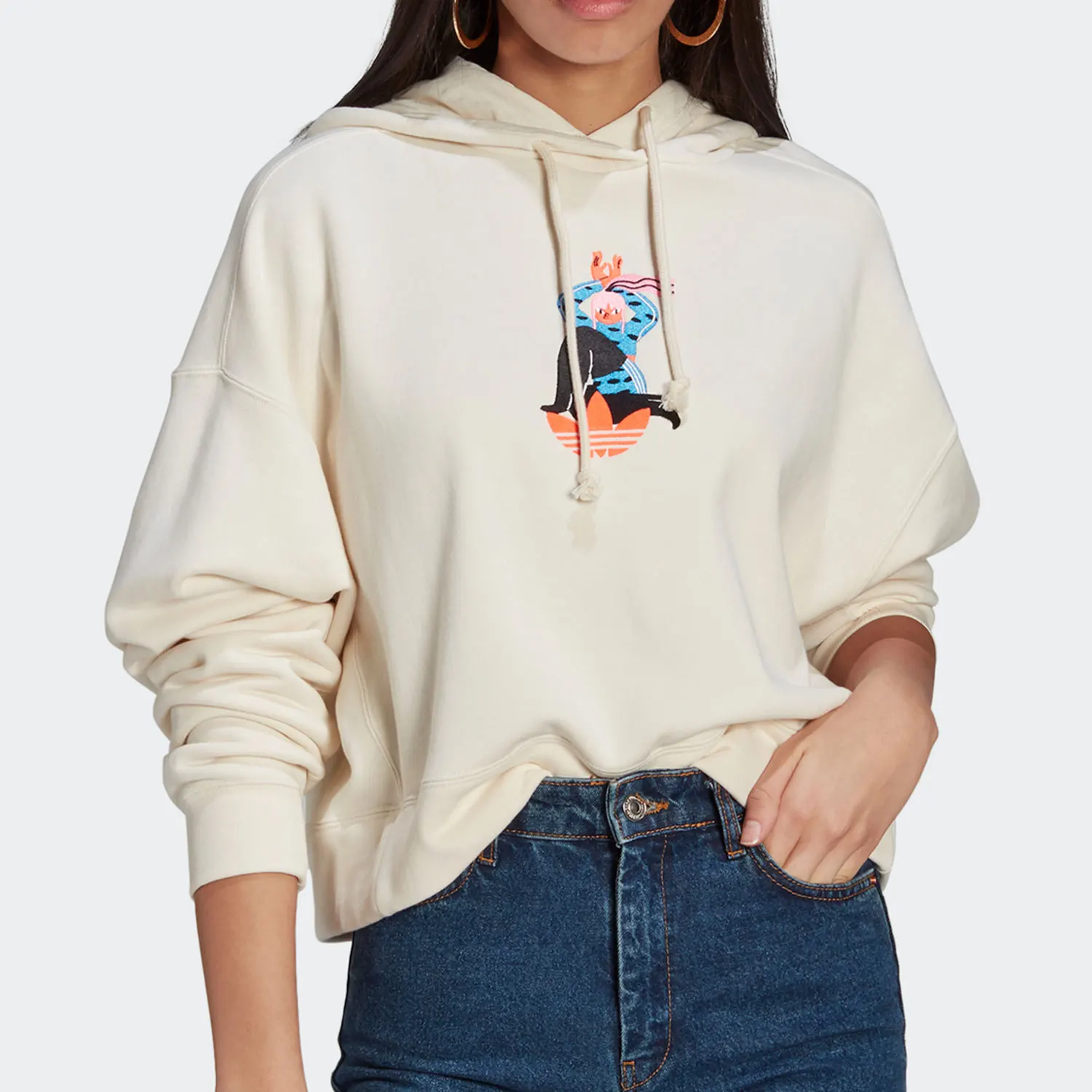 

Оригинальная женская толстовка с капюшоном Adidas Three-Leaf EGLE ORI HOODIE GN4778