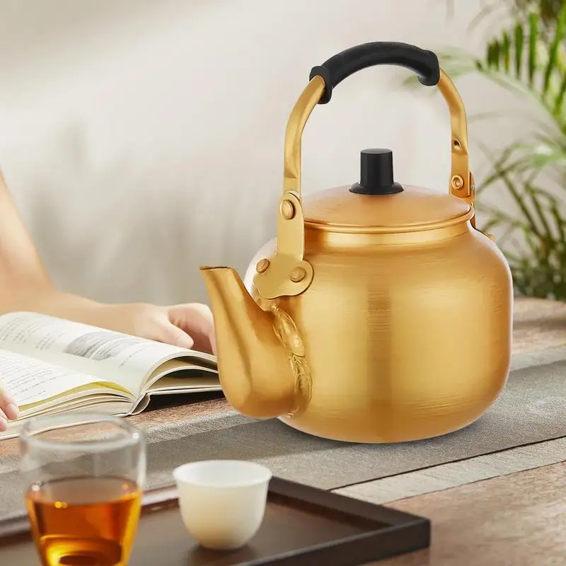 1/2/3L Gold Aluminum Kettle Large Capacity Teapot Gas Stove Outdoor Camping Coffee Water Kettle Pot with Handle Picnic Tableware