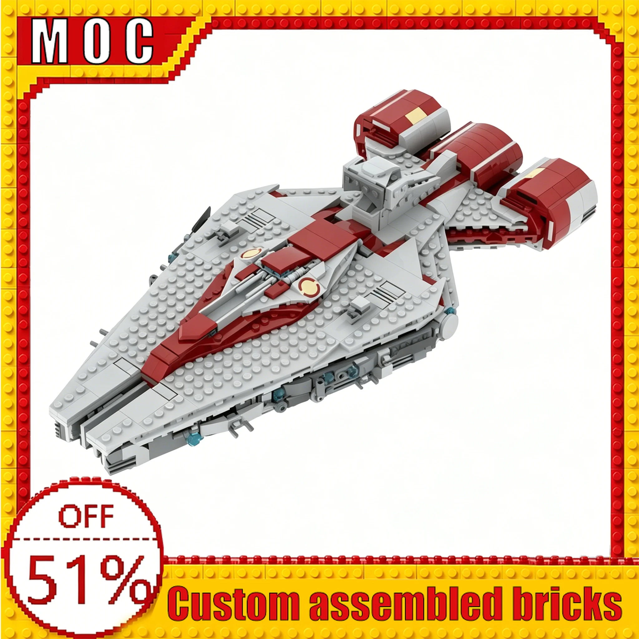 

951PCS Technology Arquitens‑Class Light Cruiser‑75362 + 75441 Alternative War Series Starship MOC Model Building Blocks DIY Gift