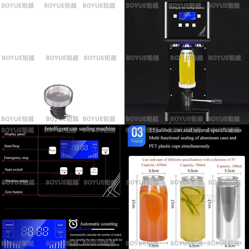 Automatic Tin Can Sealing Machine for Aluminum Beer Bottles Soda Jars Commercial Cup Body Rotation Seamers