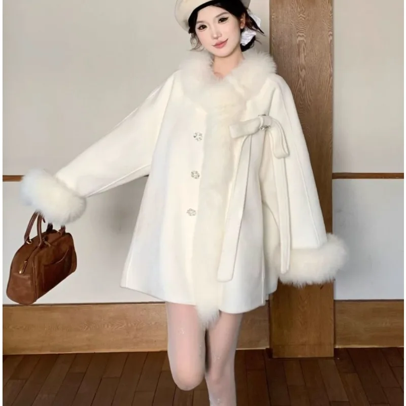 Vêtements d'extérieur manteau gris haut de gamme et élégant manteau en laine haut de gamme mi-long veste chaude à la mode et élégante vêtements pour femmes