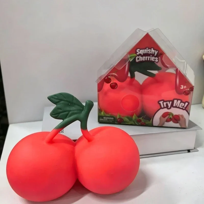 Squeeze Cherries Squeezy Stress Relief Sensory Toy Slow Rebound Fidget Toy for Adults Anxiety Relieve Relaxing Entertainment