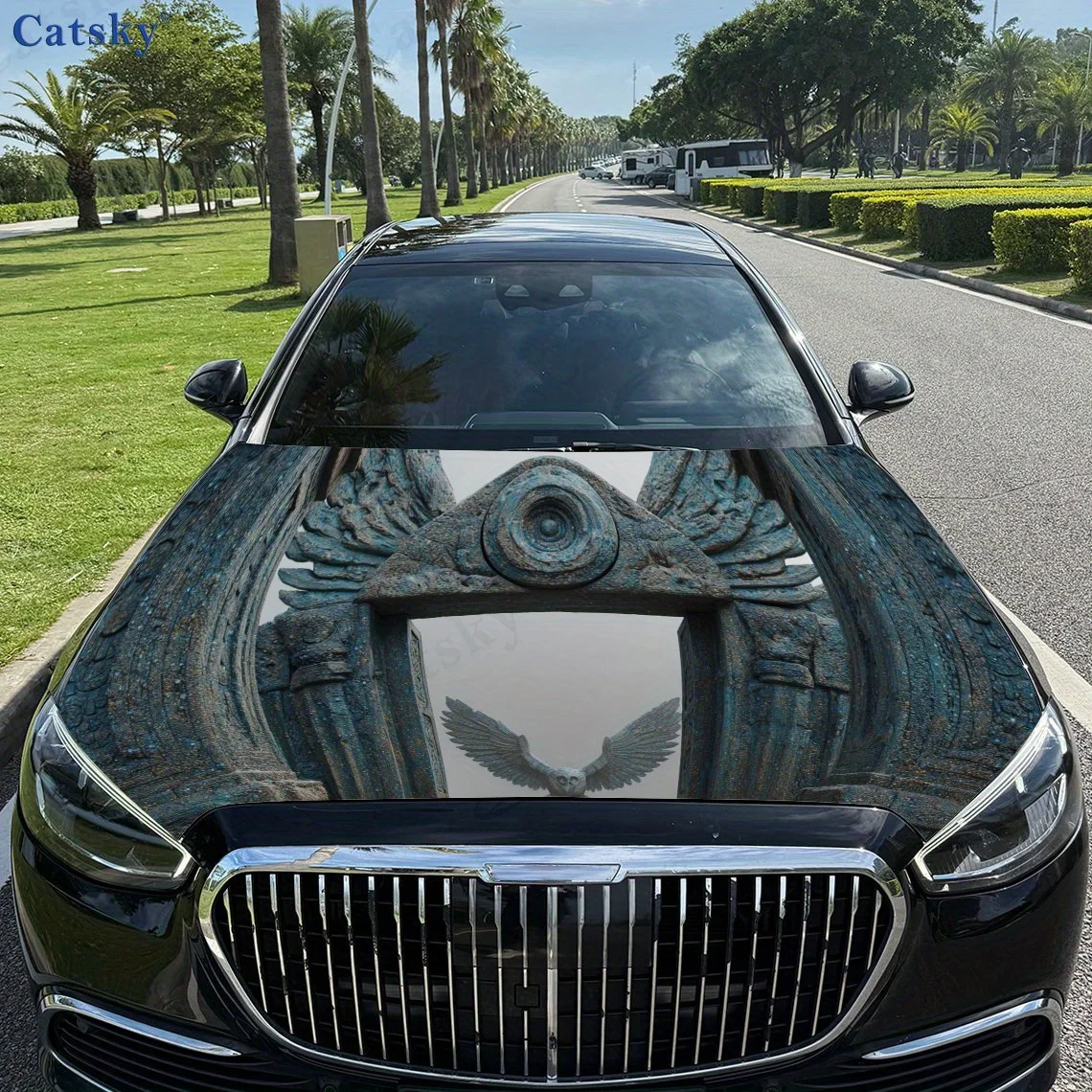 

Таинственный принт орла, наклейки на капот автомобиля, водонепроницаемая самоклеящаяся наклейка на капот автомобиля из ПВХ, защитные наклейки для украшения капота автомобиля, A