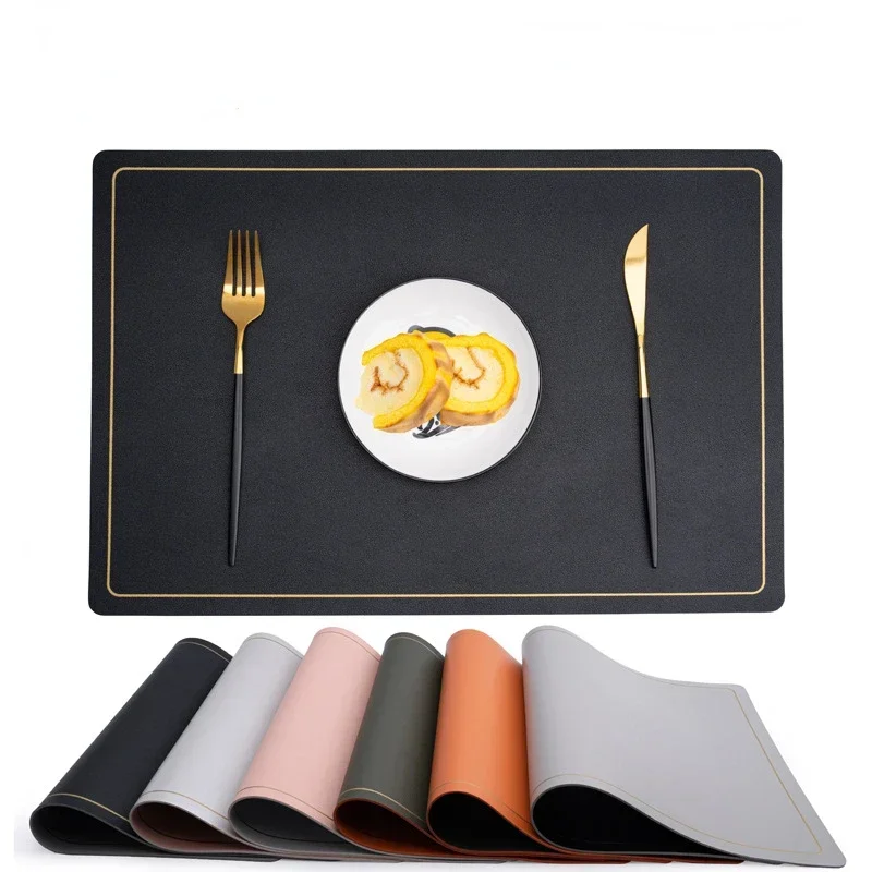 Nordic Style Double Side Two-color Table Mat Rectangular Waterproof Oilproof Placemat Insulated Dinner Plate Mat Home Decor