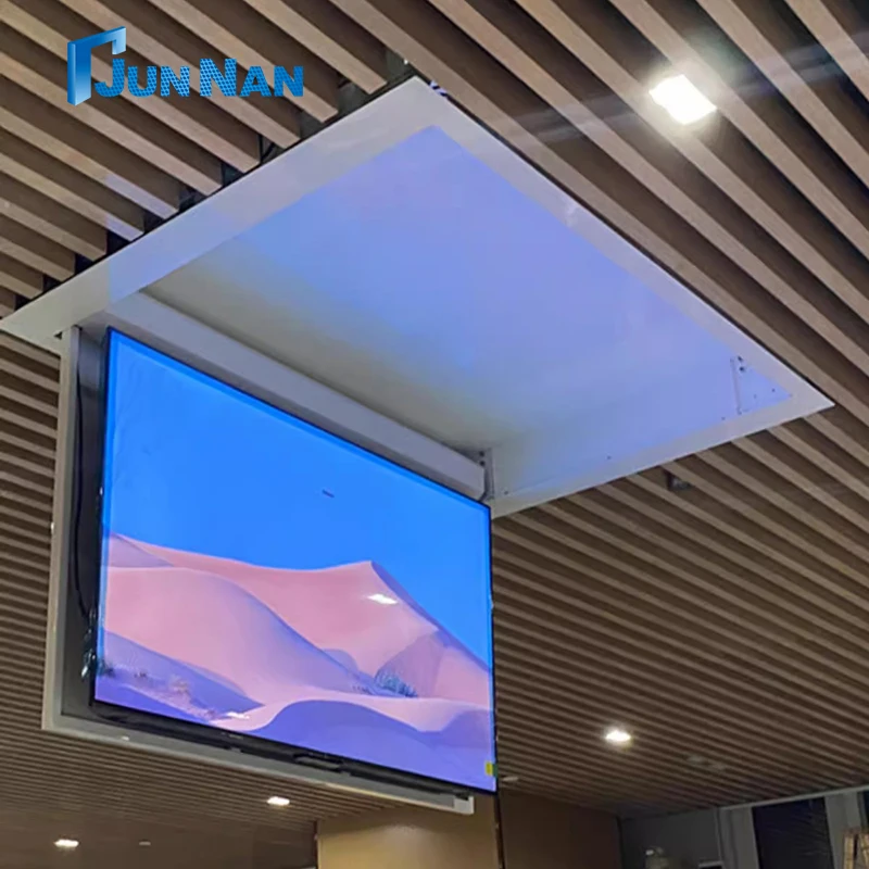 Automatic Flip Down Motorized TV Lift Ceiling Factory Wholesale Hidden Bracket with Remote Control CeilingTV Mount Motorized