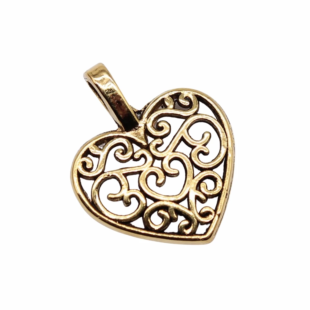 

300pcs 15x18mm Metal Zinc Alloy Filigree Hollow Love Heart Charm Fit Jewelry Pendant Charm Makings