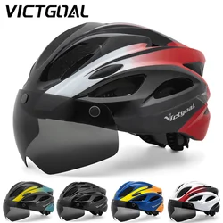 VICTGOAL Adults Goggle Bike Helmet LED Rear Light Men Women Cycling Helmet Road Bicycle Helmets MTB E-Bike Scotter Headgear M/L