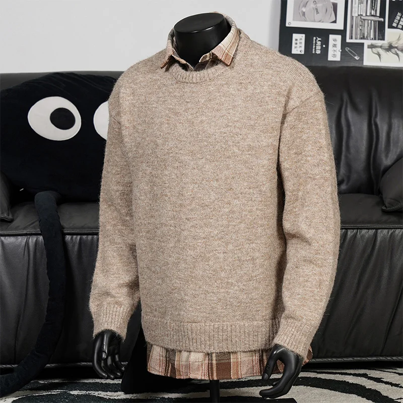 

Fake Two-piece Shirt Sweater Knitted Couple Base Shirt Jacket Men's Fashionable Casual Top