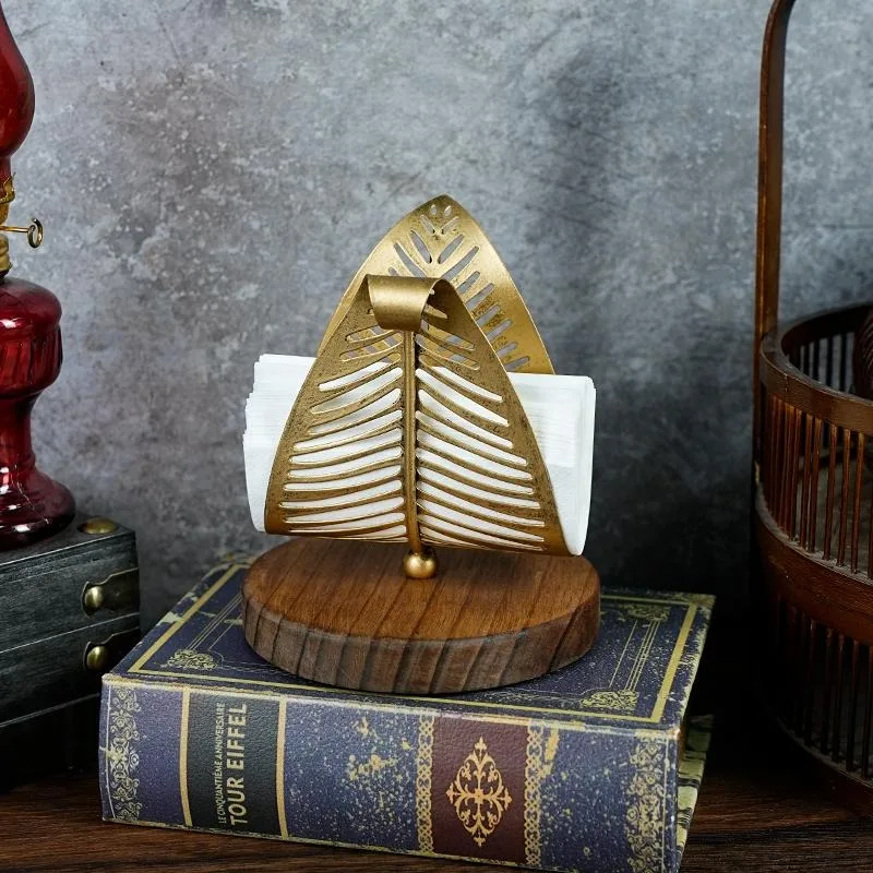 

Elegant Iron Leaf Shaped Tissue Holder Napkin Stand for Home Hotels and Restaurants Tissue Holder Creative Tabletop Decor