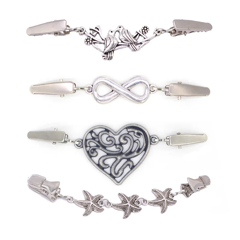 Vintage Women Cardigan Duck Clip Metal Bird Heart Brooch Pin Dress Buckle Pin Jewelry Brooches Zinc Alloy Shawl Shirt Collar Pin