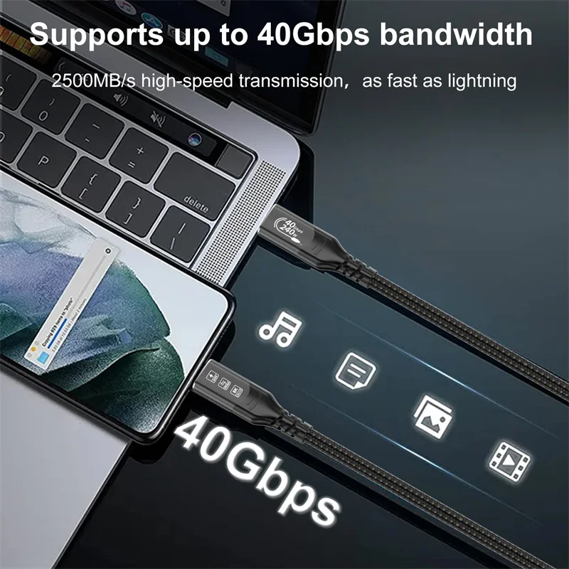 8K USB4 Cable 40Gbps 240W PD3.1 For Thunderbolt 4 Type C Fast Charging Cable Thunderbolt3 USB C to Type-C Data Transfer Cord