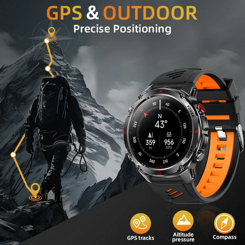 Imagen 2 del producto LIGE 2025 nuevo reloj inteligente deportivo profesional con seguimiento GPS para exteriores, brújula para correr, altímetro, pulseras de Fitness de 3ATM, relojes de 540mAh