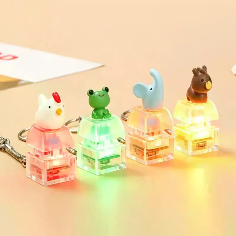 Cute Cartoon Animal Light Up Keychain Press Activated LED Adorable Design Ideal For Backpack Decor Kids Party Gifts