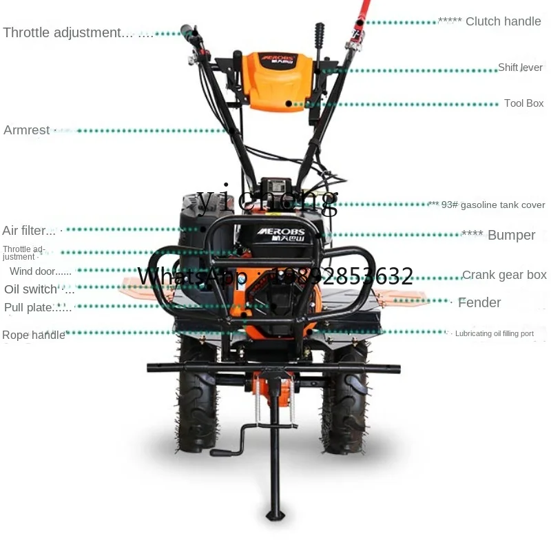 JX New Micro-Tiller Small Diesel Agricultural Multi-Function Rotary Tiller New Home Soil Turning Furrowing Machine