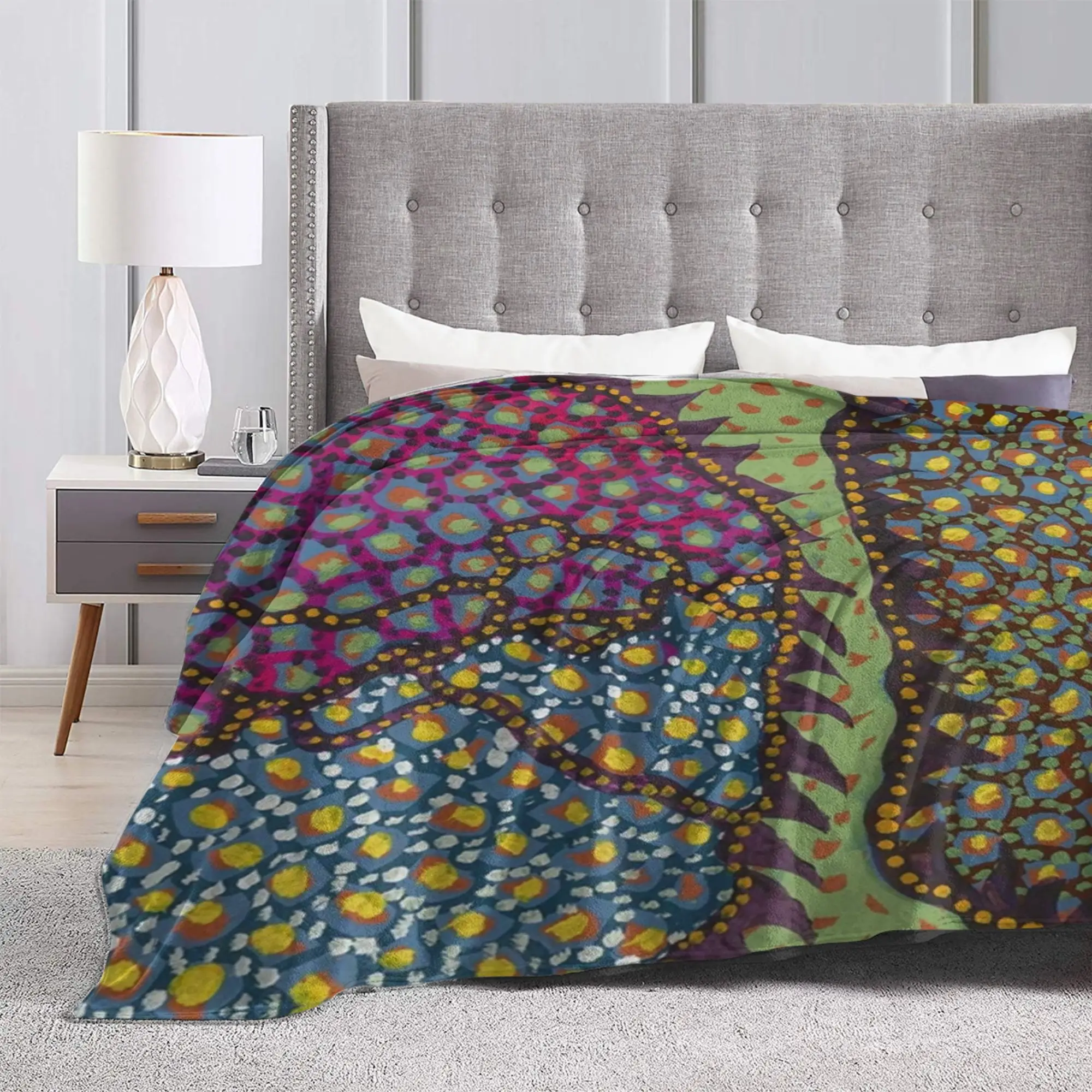 Yayoi Kusama Batik Fleece Throw Blanket Pumpkin Nordic Polka Pop Blanket for Bedding Office Lightweight Plush Thin Quilt