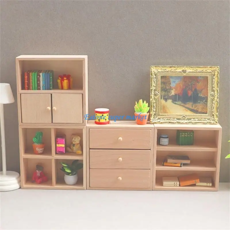 

090B Bookcase for Doll House Display Shelf Decorative Toy Figure Pretend Play