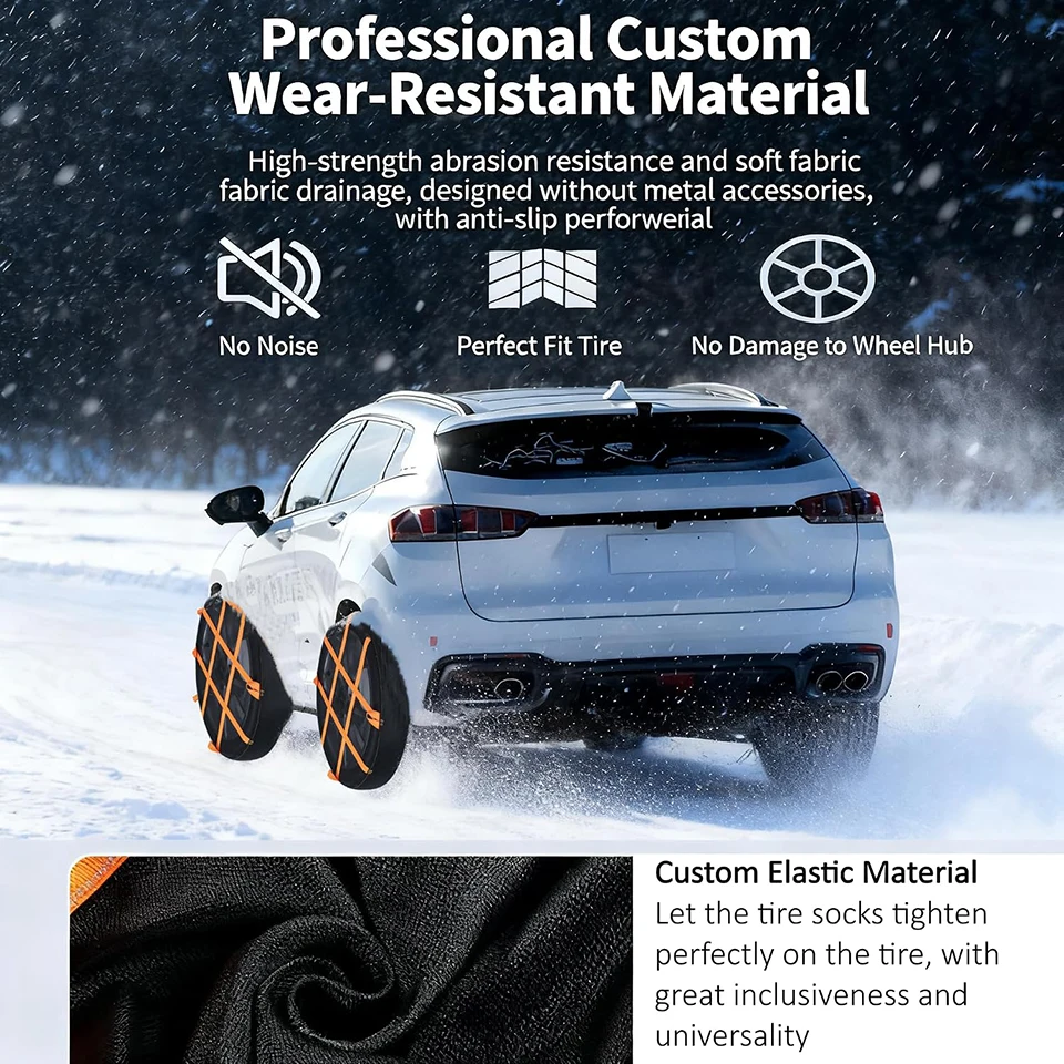 E-ACE 2 Pairs Of Snow Socks Tires Fabric Snow Chain Winter Accessories SUV Truck Pickup Truck Winter Anti Slip Car Accessories