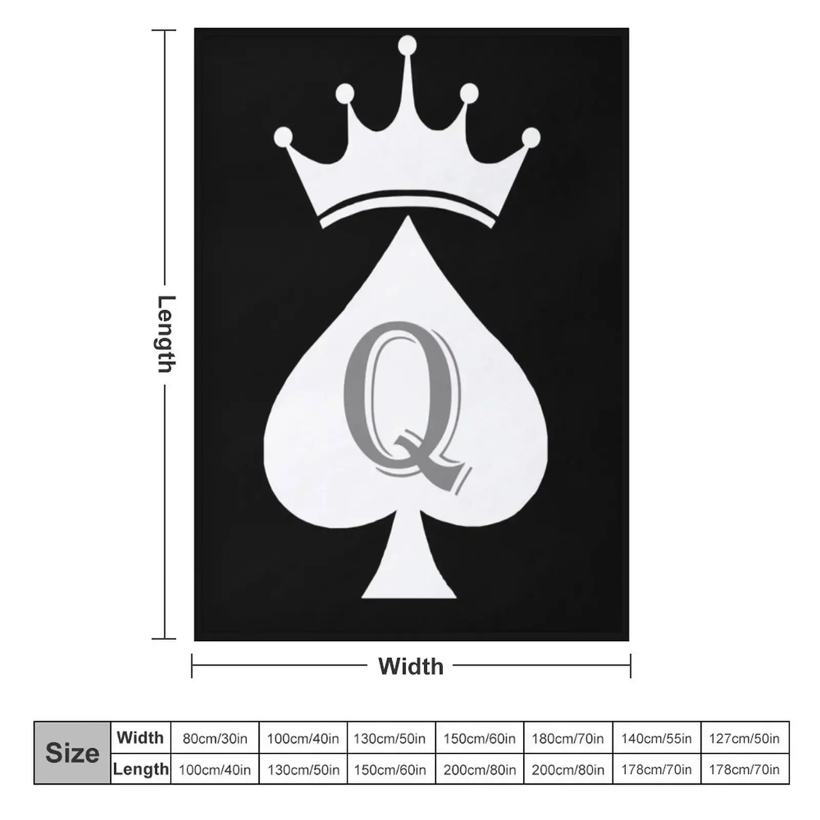 Crowned Queen Of Spades Throw Blanket Travel Decorative Beds Designers Flannel Fabric Luxury Designer Sleeping Bag Blankets
