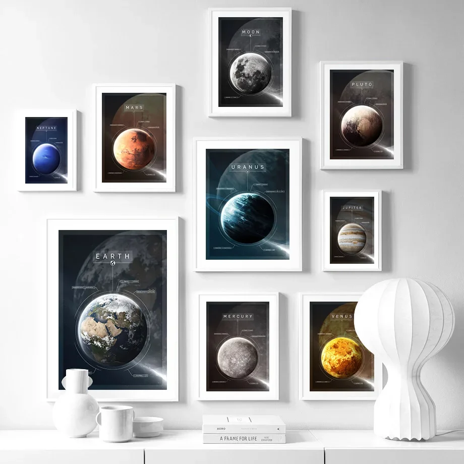 

Earth Moon Mars Venus Solar System Planet Nordic Posters And Prints Wall Art Canvas Painting Wall Pictures For Living Room Decor