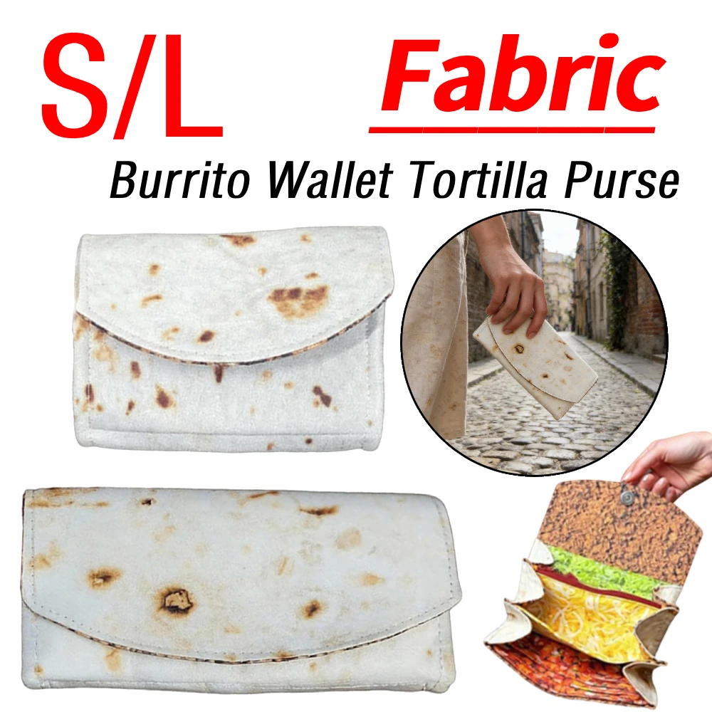 Cartera Burrito, monedero Tortilla, tarjetero de viaje creativo, organizador con bolsillo con cremallera, monedero elegante, cosas bonitas, regalos