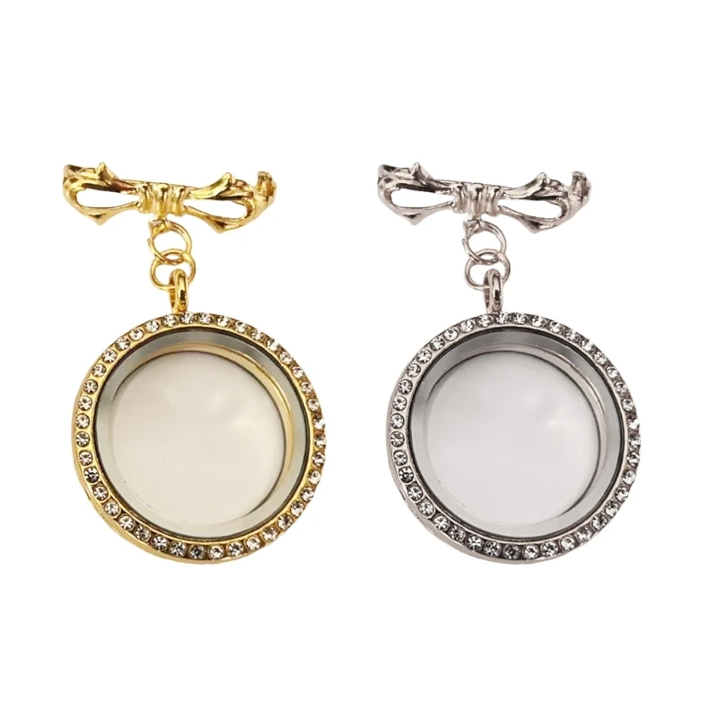 Alloy Crystals Embedded Butterfly Pin Featuring Hide Photo Storage Box Sturdy Fashion Accessory