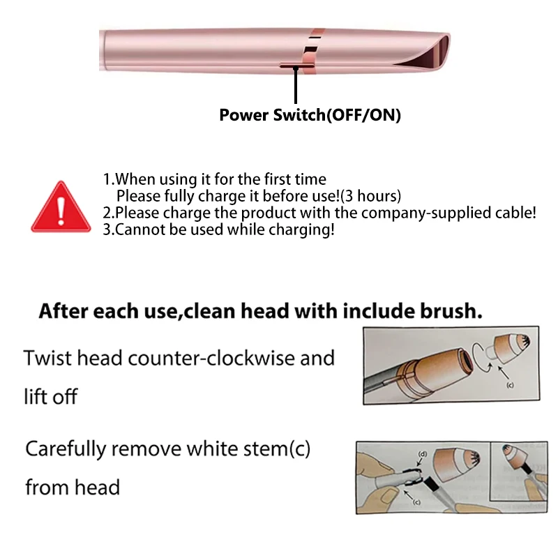 휴대용 충전식 전기 - 눈썹 및 비키니 트리머 - 4개의 블레이드 포함, 눈썹, 겨드랑이, 팔, 다리에 적합