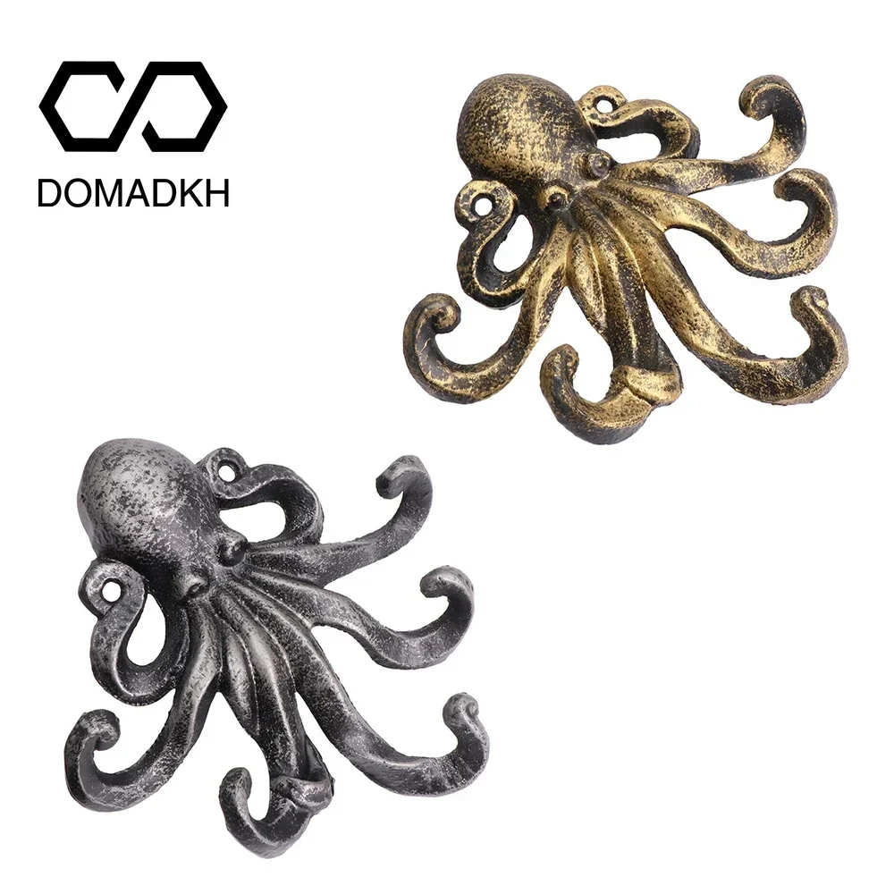 Octopus Decorative Cloak Hooks Wall Mounted Nautical Towel Rack Heavy Duty Hooks Unique Keychain Belt Holder Outerwear Hanger