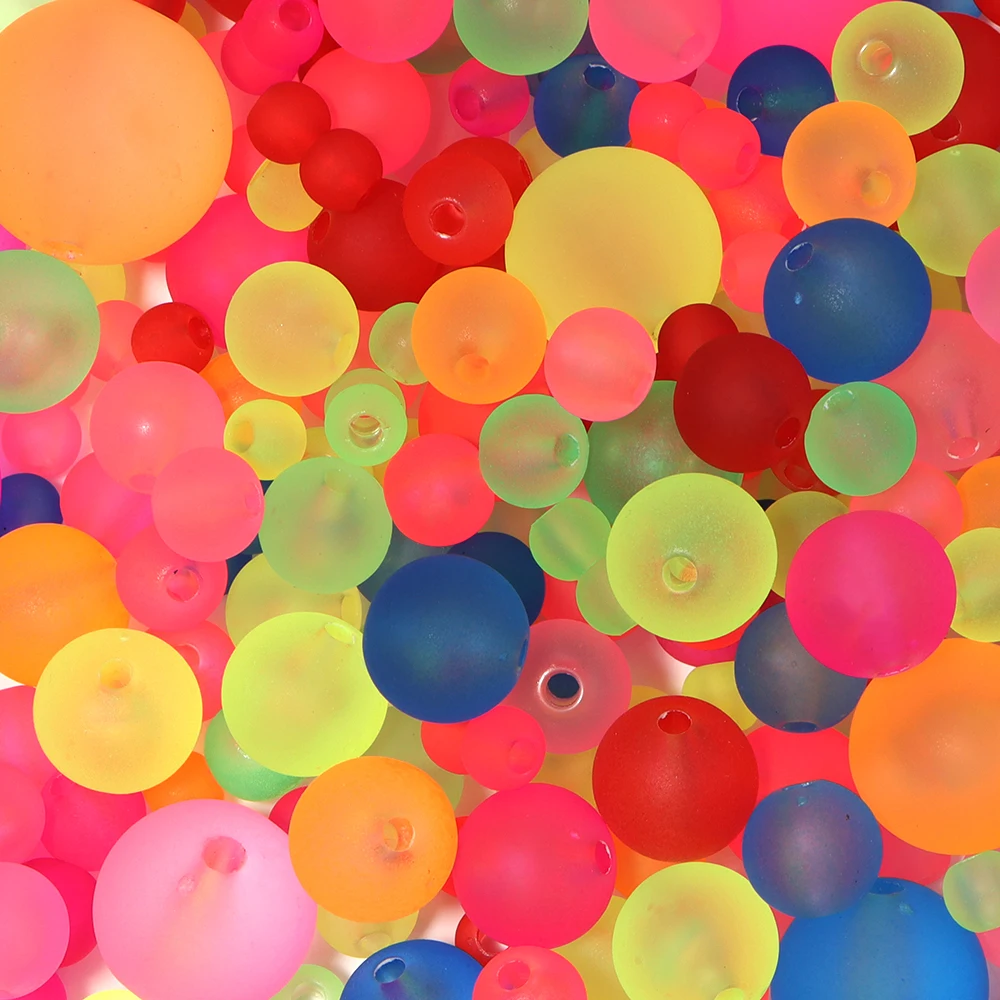 5-200pcs/lot Fluorescent Color Frosted Acrylic Beads Round Loose Spacer Beads For Jewelry Making DIY Necklace Bracelet