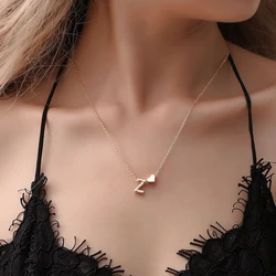 New Trendy Capital A-Z Women's Necklaces Gold Color Short Chain Heart Pendants Sexy Daily Ware Neck Jewelry Party Decor collar