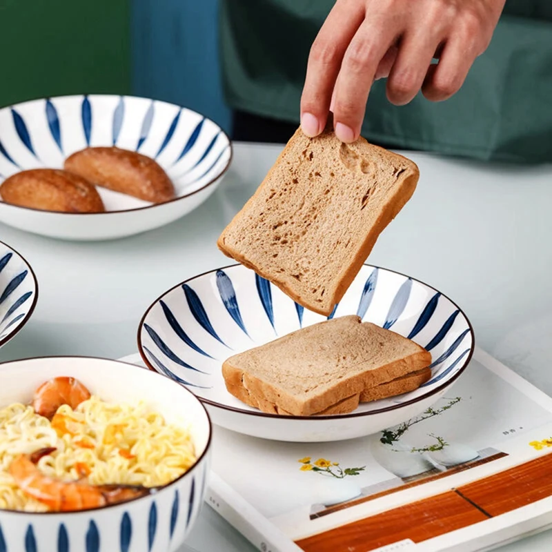 طقم أدوات مائدة سيراميك مستدير ياباني ، طبق عشاء بورسلين ، أواني حلوى ، نمط إبداعي ، 9 صحن عشاء