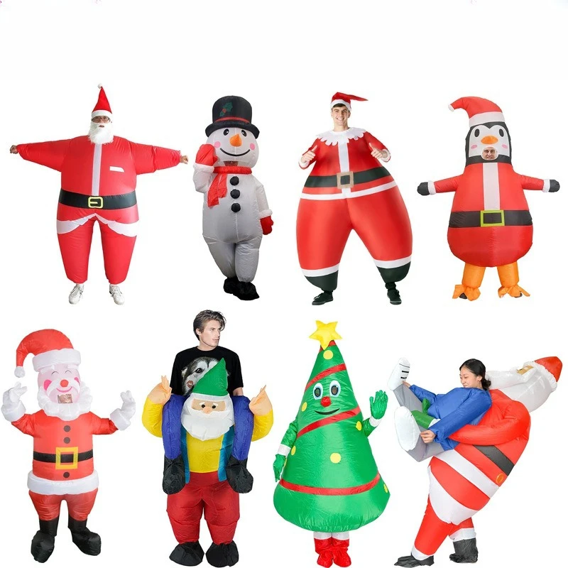 

Christmas Costume Cosplay Santa Claus Elk Snowman Elf Inflatable Clothes Funny Theme Party Role Playing Outfits for Adult Kids
