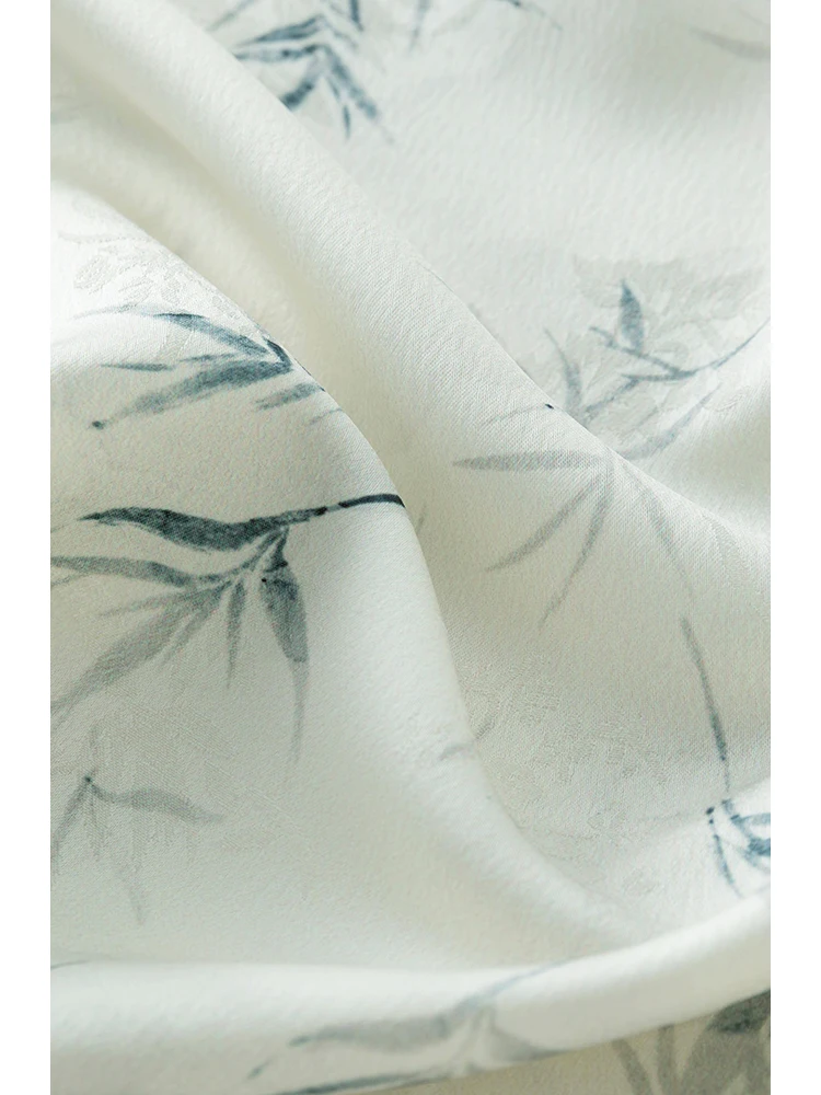 ZIQIAO New Chinese Style Bamboo Print Classic Dress For Female 2024 Summer New Design Slim Mid-Length Dress 24ZQ92137