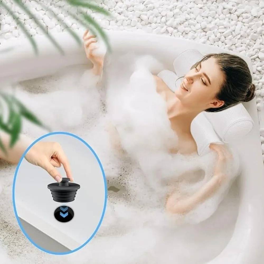 2pcs/set Portable Silicone Bathtub Drain Plugs Leak Proof Soft Sink Drains Stopper Shower Tub Replacement Stoppers Bathtub
