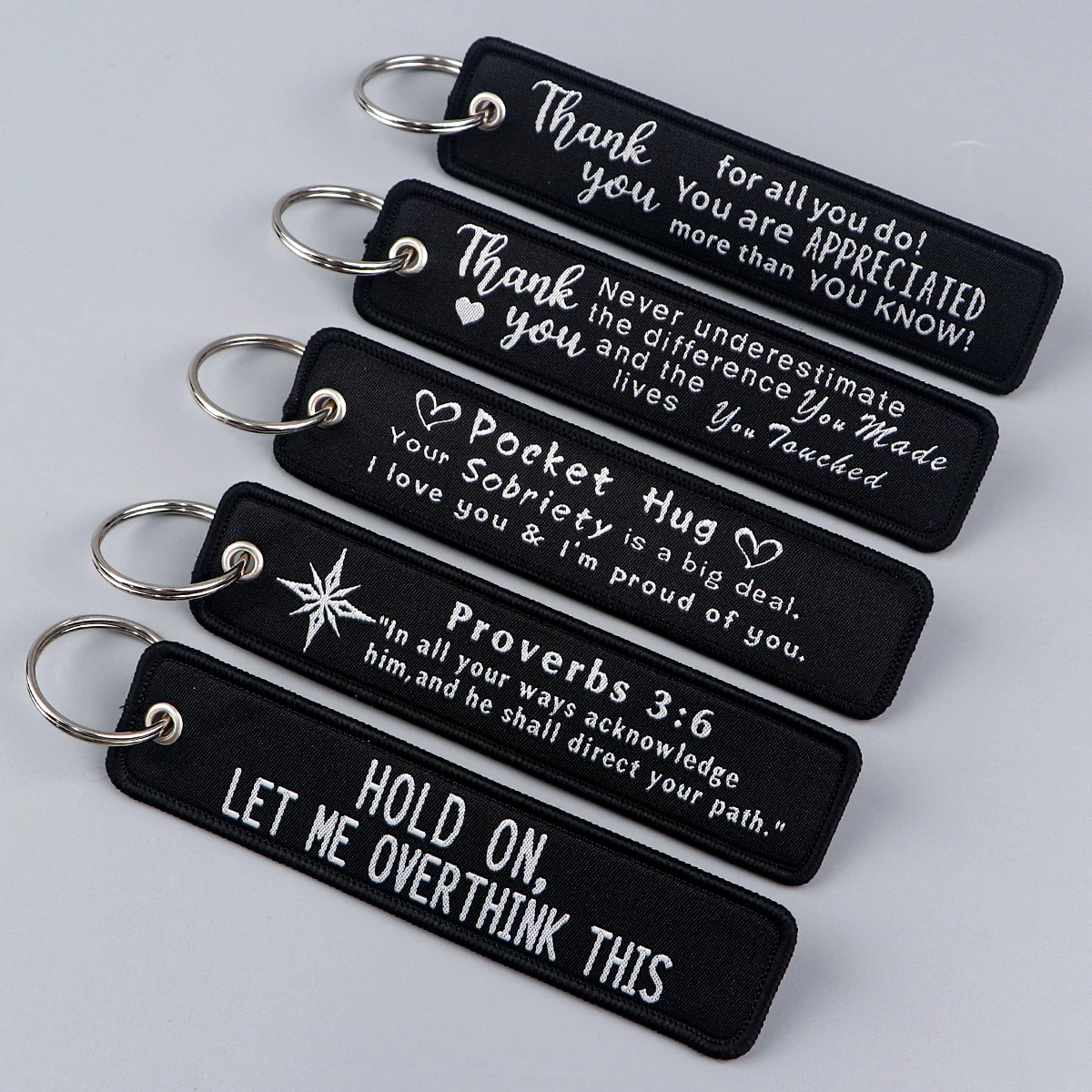 Quote Series Embroidery Keys Ring Luggage Tag For Aviation Keychains For Car Motorcycle Key Accessory Pendant For Friend Gifts