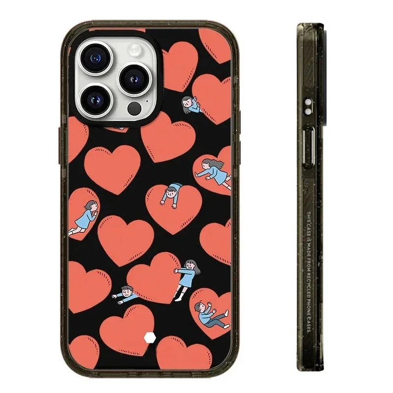 

2.0 Acrylic Heart Girl Pattern iPhone 11 12 13 14 15 Pro Max Protective Case with MagSafe