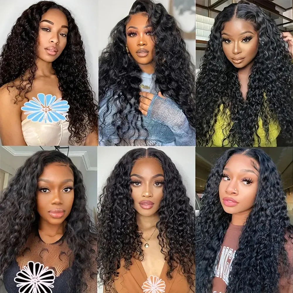 Perruque Lace Front Wig sans colle naturelle, cheveux humains, Deep Curly, HD, 13x4, 13x6, pre-plucked, densité 250%, pour femmes