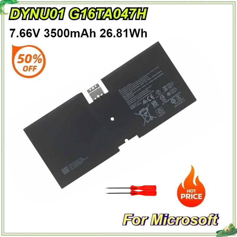 

DYNU01 G16TA047H Laptop Battery for Microsoft Surface Go 2 1901/1926 1927 7.66V 3500mAh 26.81Wh