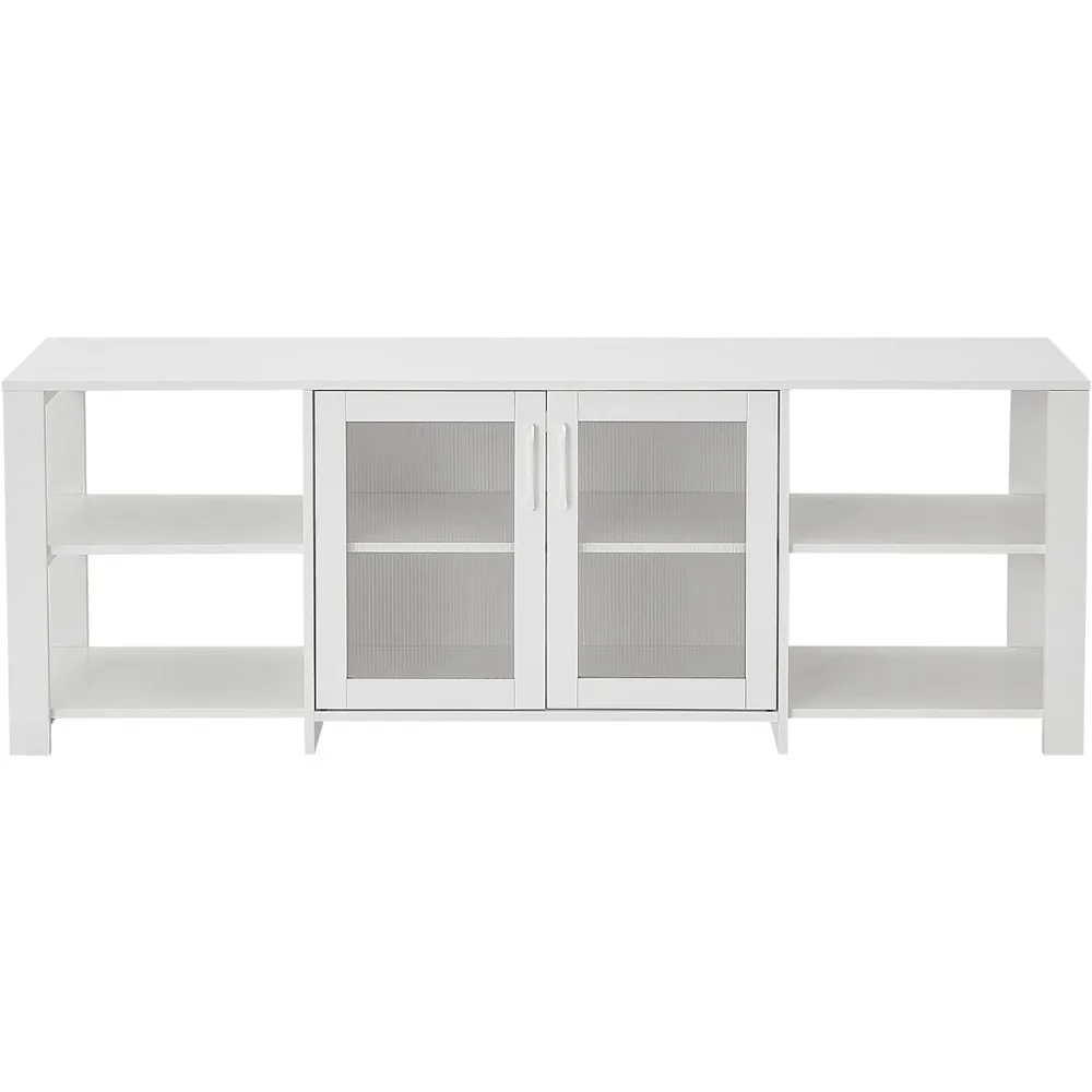 حامل تلفزيون خزانة تلفزيون مع بابين و4 خزائن تخزين مفتوحة لغرفة المعيشة وغرفة النوم لأجهزة التلفاز حتى 70 بوصة #4