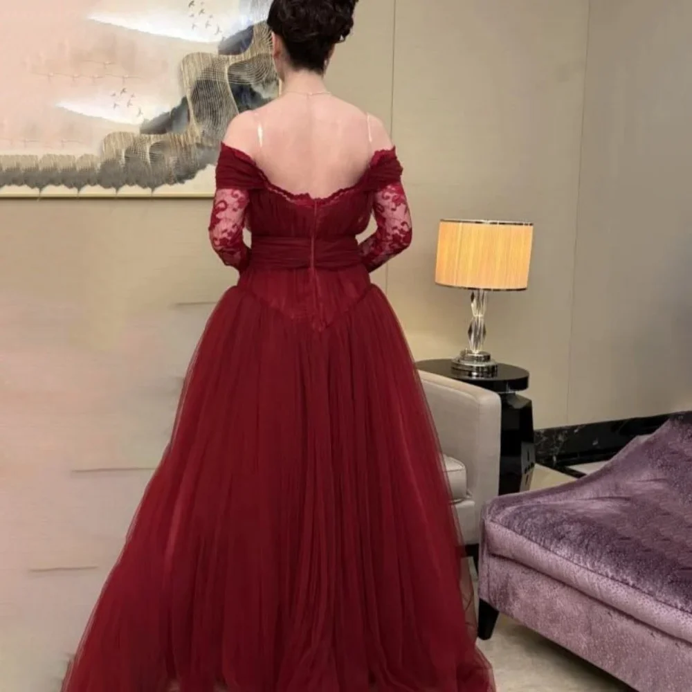 Vestido de fiesta personalizado con apliques de encaje exquisito para mujer, vestido de fiesta con cuello barco encantador de media manga, vestido de noche elegante de corte a para mujer