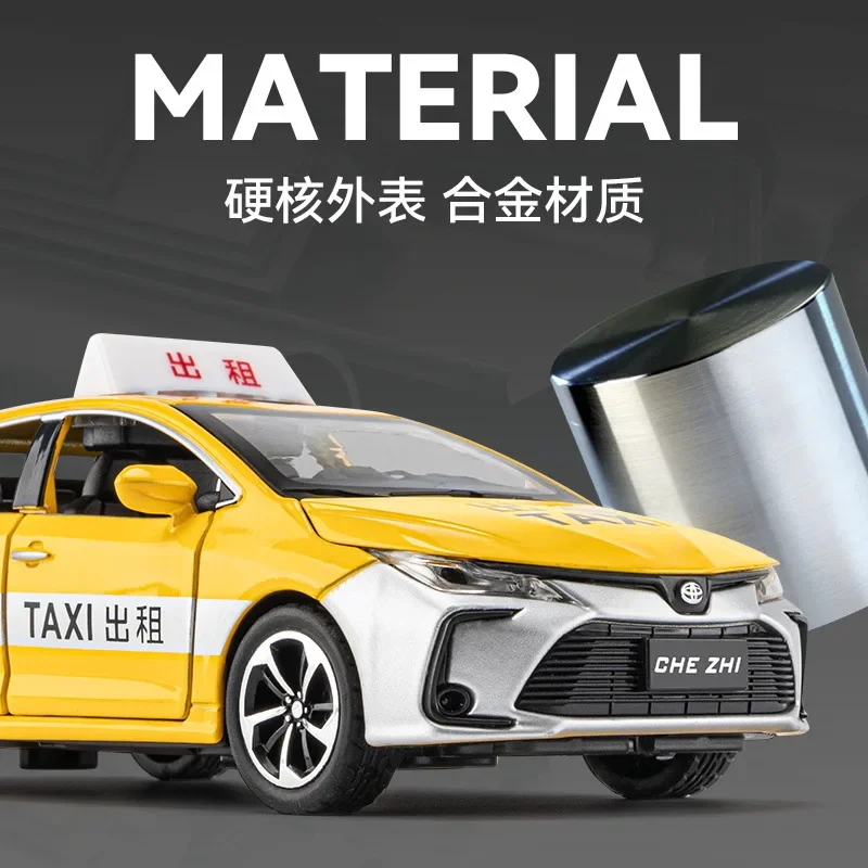 Scale 1:32 Toyota Corolla taxi High Simulation Diecast Metal Alloy Model car Sound Light Pull Back Collection Kids Toy Gifts