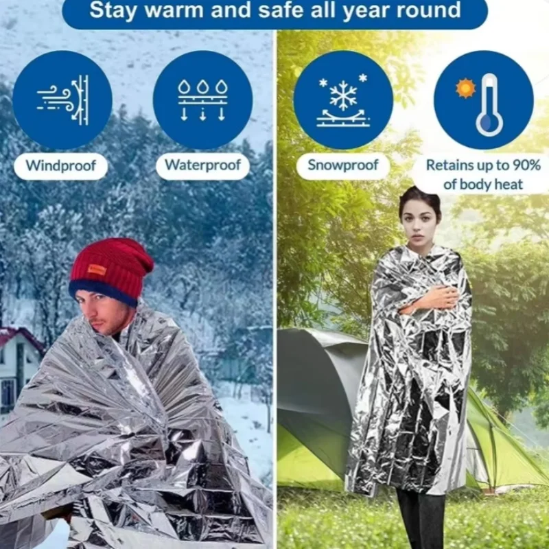 Guard against hypothermia with this emergent mylar thermal blanket. High‑performance heat‑retain foil material reflects body hea