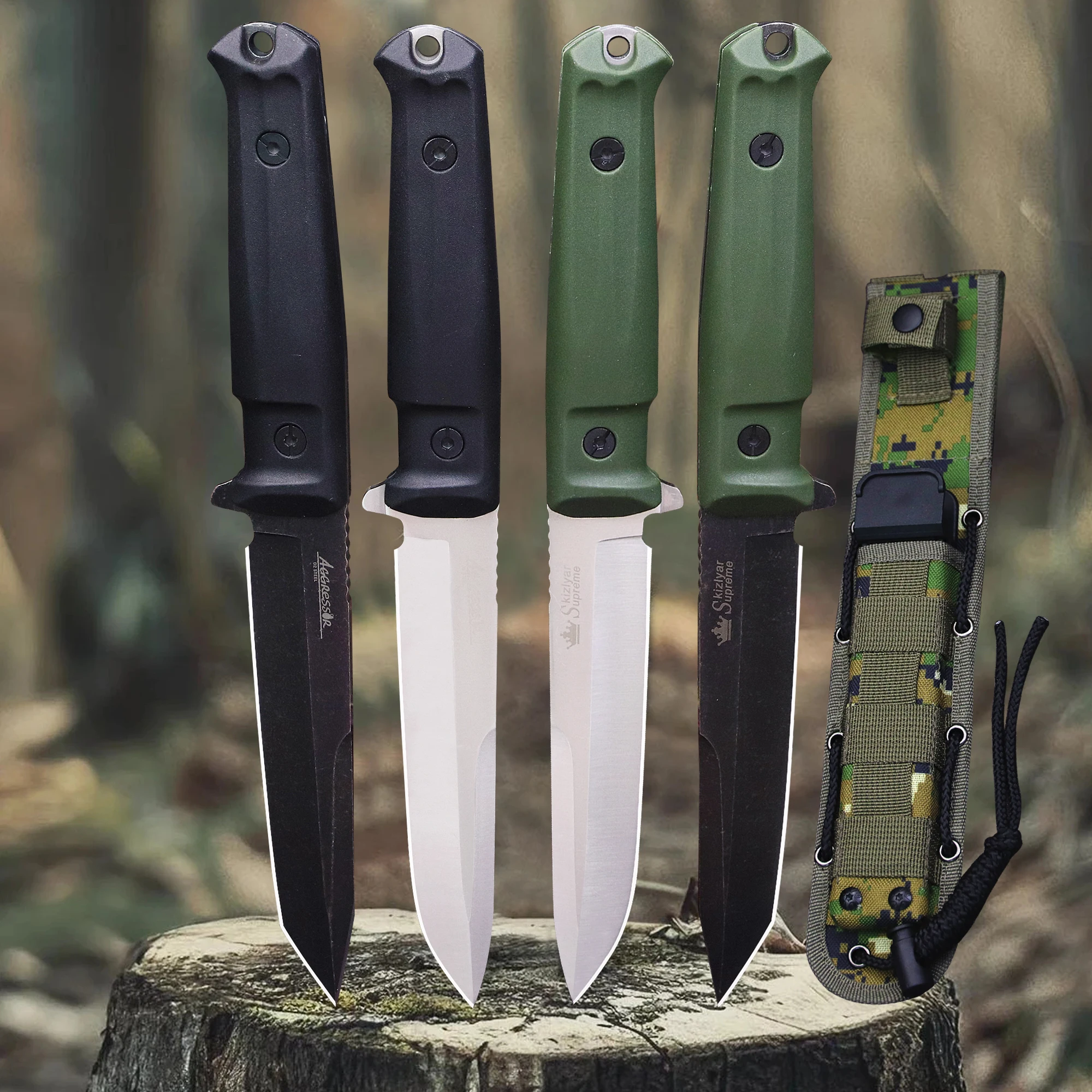 RU Kizlyar Full Tang D2 Outdoor hunting Straight Knife, Jungle Adventure survival Knife, camping EDC tool knife