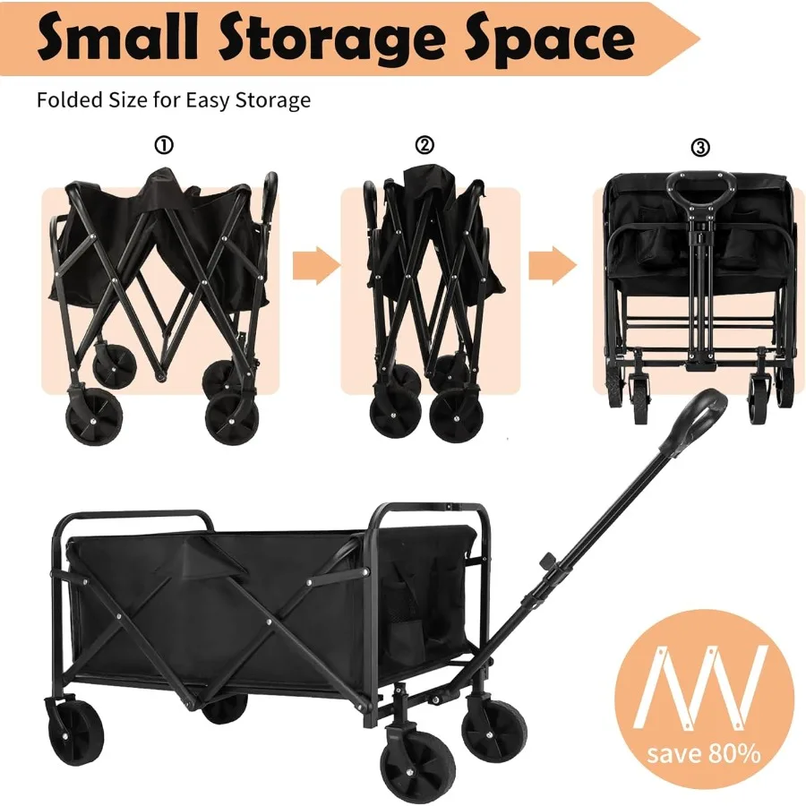 Wagon pliable pliable chariot de plage robuste avec roues pliable utilitaire pliant chariot d'épicerie pour Camping Sports Ou