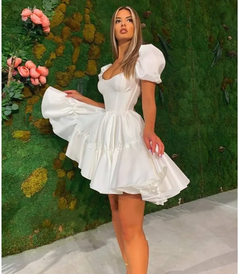 Glamouröse sexy Prinzessin kurze Rundhals ausschnitt italienische Spaghetti träger Riemen Neck holder Kleid Cocktail formelle Party benutzer definierte Abendkleid