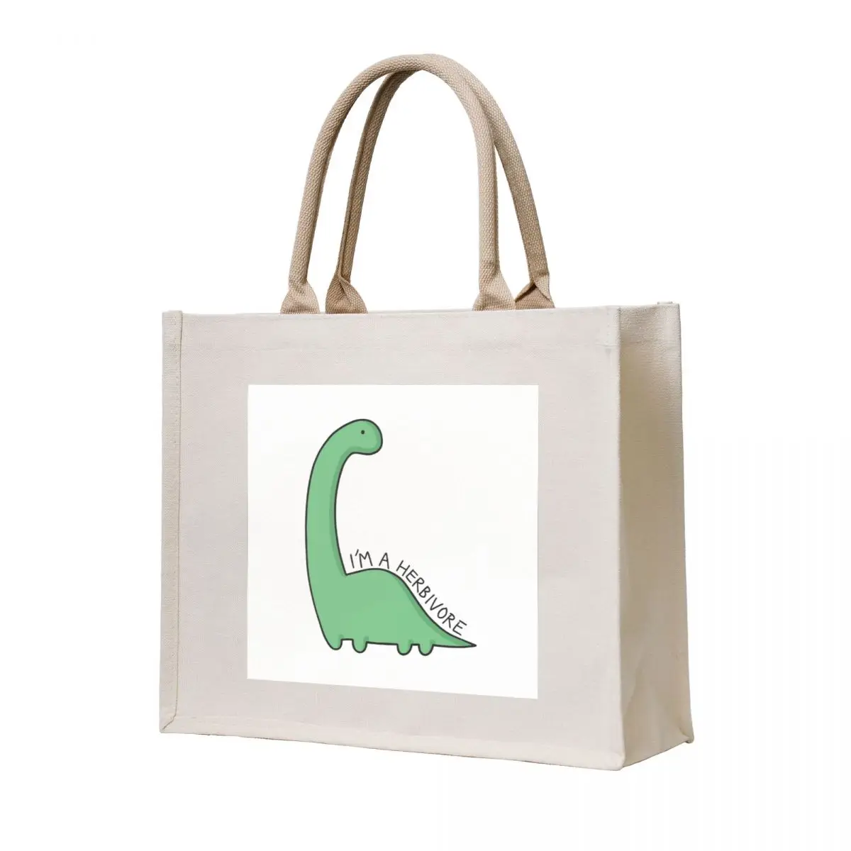 

I'm a Herbivore' Dinosaur Illustration Tote Bag handbag foldable reusable bag woman shopping bag personalized tote