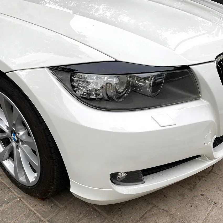 Front Headlight Eyebrow Eyelids Stickers For BMW 3 Series E90 E91 320i 330i 2005 2006 2007 2008 2009 2010 2011 2012 Gloss Black